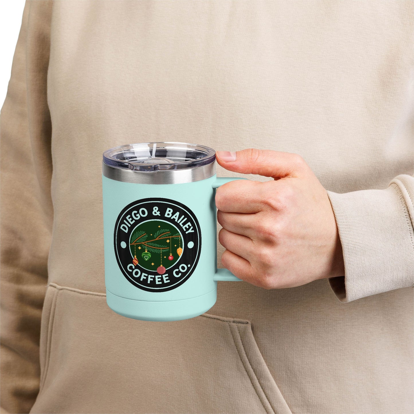 Holiday-Themed Coffee Mug Tumbler, Unique Gift for Coffee Lovers, Seasonal Decor, Home Office Use, Christmas, Cozy Vibe, 15oz