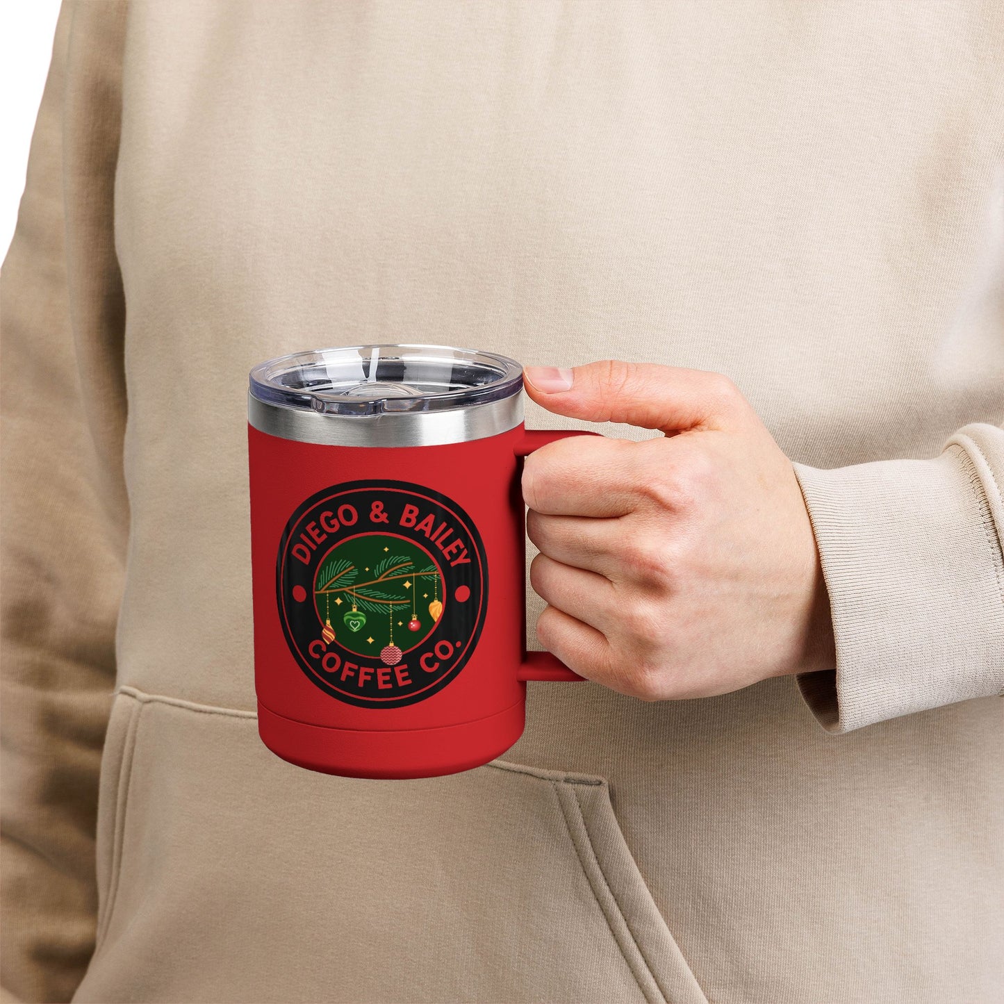 Holiday-Themed Coffee Mug Tumbler, Unique Gift for Coffee Lovers, Seasonal Decor, Home Office Use, Christmas, Cozy Vibe, 15oz