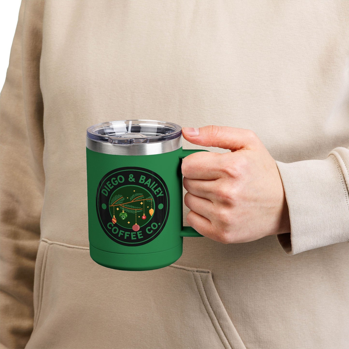Holiday-Themed Coffee Mug Tumbler, Unique Gift for Coffee Lovers, Seasonal Decor, Home Office Use, Christmas, Cozy Vibe, 15oz