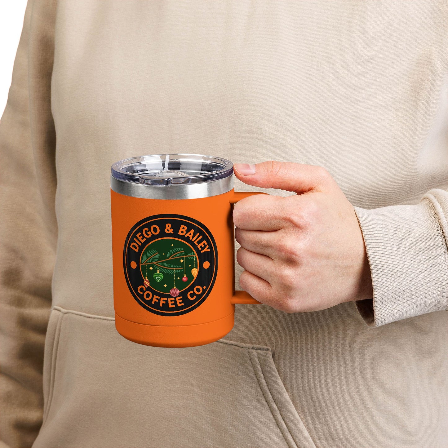 Holiday-Themed Coffee Mug Tumbler, Unique Gift for Coffee Lovers, Seasonal Decor, Home Office Use, Christmas, Cozy Vibe, 15oz