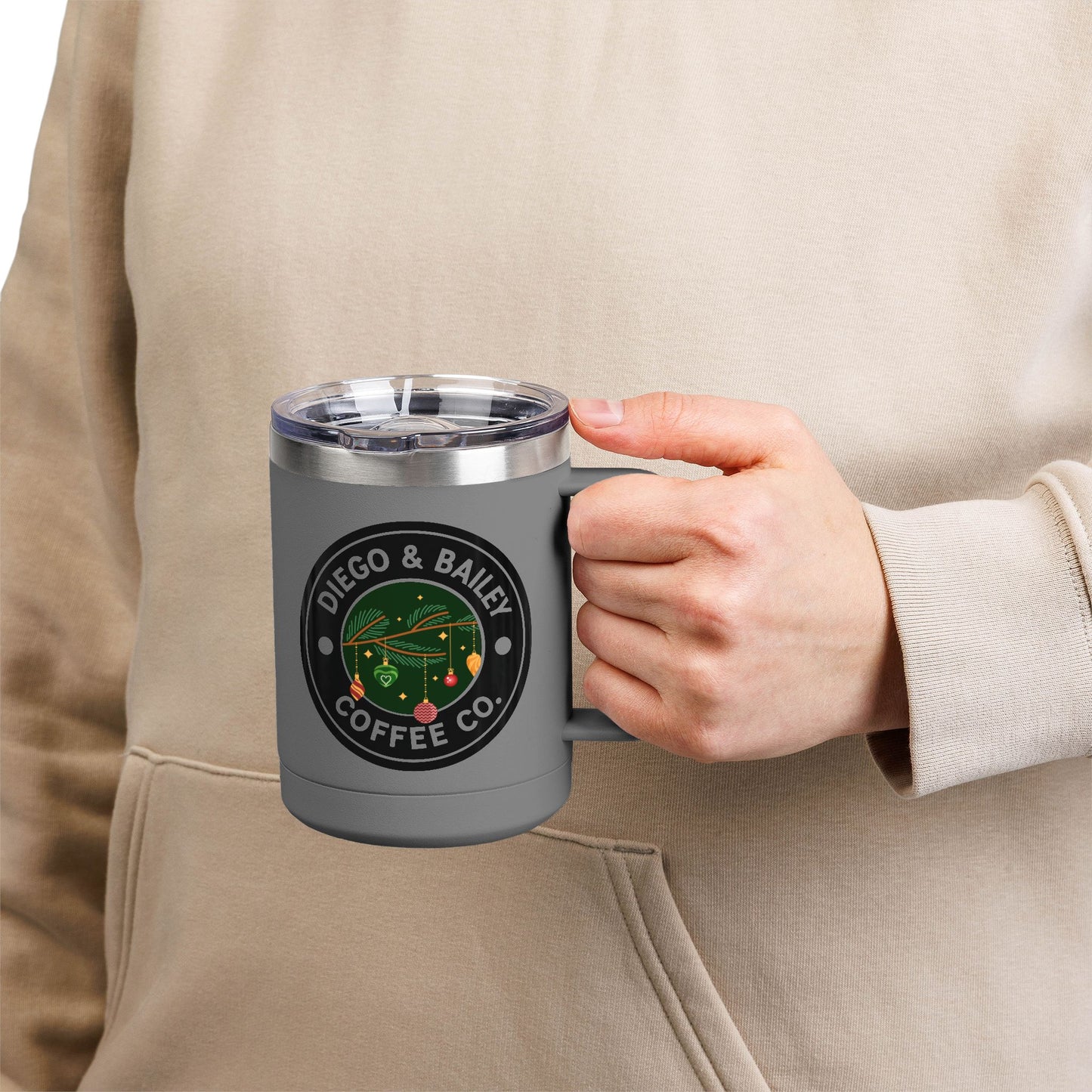 Holiday-Themed Coffee Mug Tumbler, Unique Gift for Coffee Lovers, Seasonal Decor, Home Office Use, Christmas, Cozy Vibe, 15oz